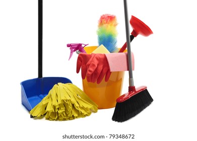 cleaning equipment isolated on white background - Powered by Shutterstock