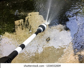 Cleaning Floor By High Pressure Water Jet.