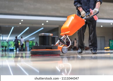 Cleaning Floor With Machine