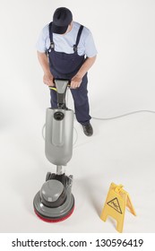 Cleaning Floor With Machine