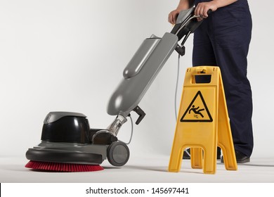 Cleaning Floor With Machine