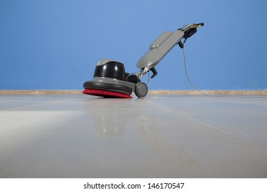 Cleaning Floor With Machine