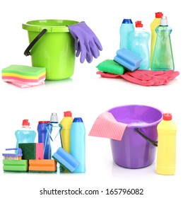 Cleaning Items Isolated On White