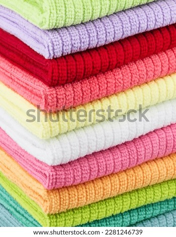 Cleaning microfiber clothes  close up