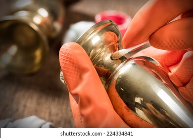 Cleaning And Polishing Old Brass Jar