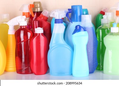 Cleaning Products On Shelf