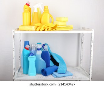 Cleaning Products On Shelf