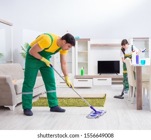 Cleaning Professional Contractors Working At House