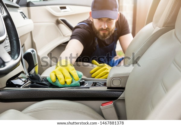 Cleaning Service Man Uniform Yellow Gloves Stock Photo Edit