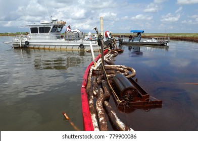 Cleaning Up Spilled Crude Oil, Barataria Bay, Louisiana