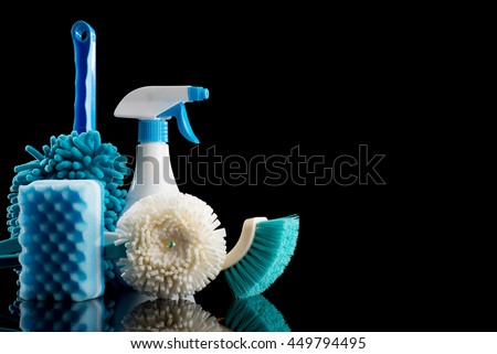 Cleaning tools black background