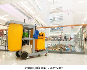 Cleaning Tools Cart In Department Store.