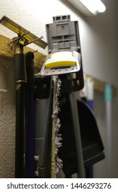 Cleaning Tools Stored In A Storage Closet 