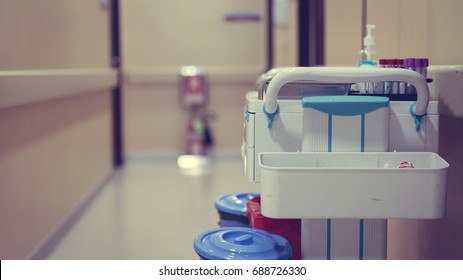 Cleaning Trolley In Hospital 