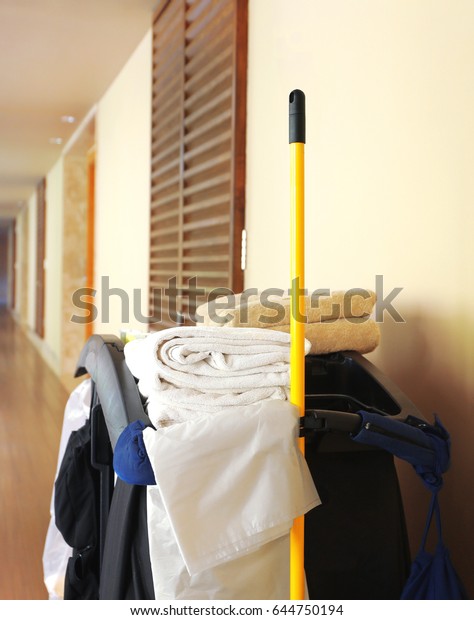 cleaning trolley in\
hotel