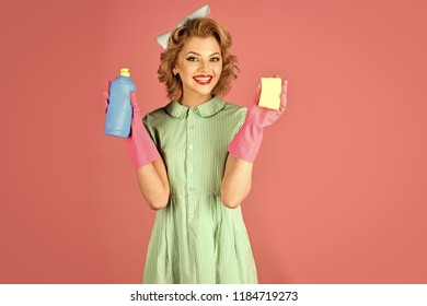 Cleanup Cleaning Services Wife Gender Pinup Stock Photo