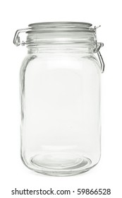 Clear air tight Preserve Jar isolated on white background.