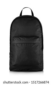 Clear Black Backpack On White Background, Mock Up