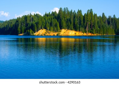 Clear Blue Lake In Northern California