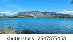 Clear blue sea and sky. Sea view beside Butrint National Archaeological Park, Albania 2024.