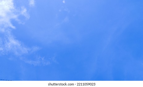 Clear Blue Sky With Few Clouds In Summer, This Clear Sky Is Usually Only Until 10 Am, Above 10 Am There Will Be More Clouds