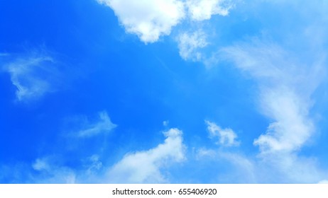 clear blue sky with fluffy cloud