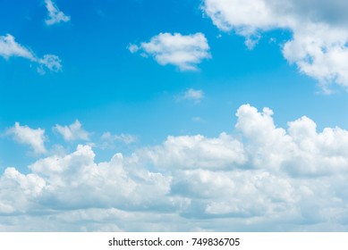 clear blue sky with plain white cloud with space for text background. 