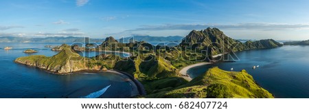 Clear blue sky and sea at Padar island, Flores, Indonesia