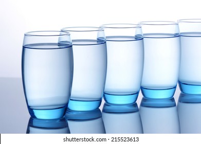Clear Blue Water Glasses