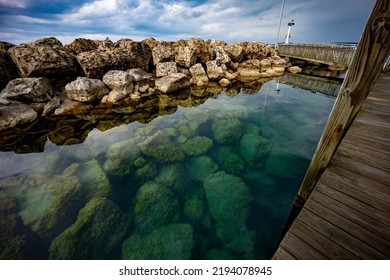 Clear Blue Waters Of Grand Traverse Bay. 