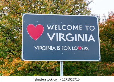 Clear Brook, VA - November 1, 2018: Welcome to Virginia sign at the Virginia Welcome Center