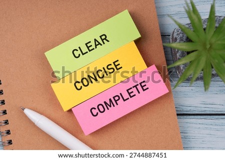 Clear, concise and complete text on colorful paper note