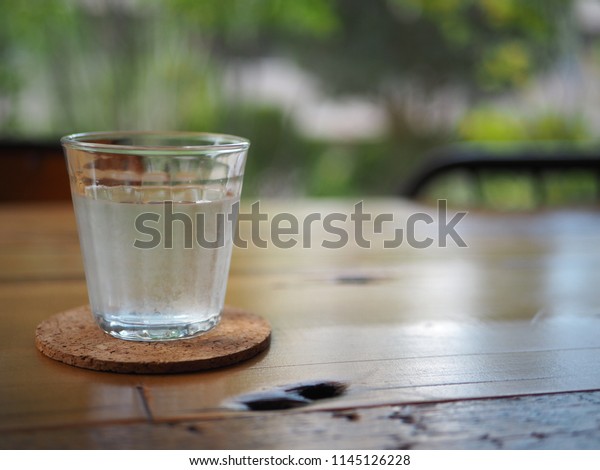 Clear Cup Water Cork Coaster Sitting Stock Photo Edit Now