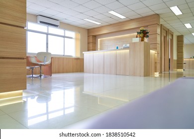 Clear Empty Lobby Reception Counter In Hospital Healthcare Service Concept