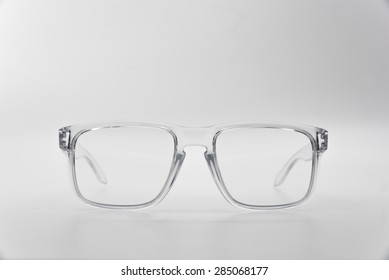 clear frame and clear glasses isolated on a white background
