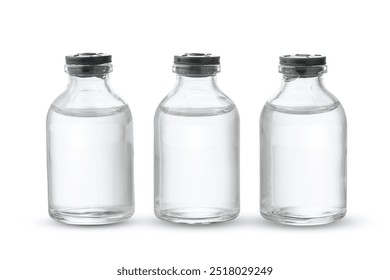 Clear Glass Bottles Filled With Liquid on a White Background - Powered by Shutterstock