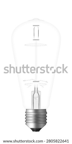 A clear light bulb showcasing its design and structure, intended for illumination.