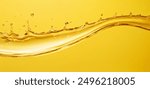 Clear liquid oil wave against a yellow background. High quality background for banners, posters, wallpaper or template.