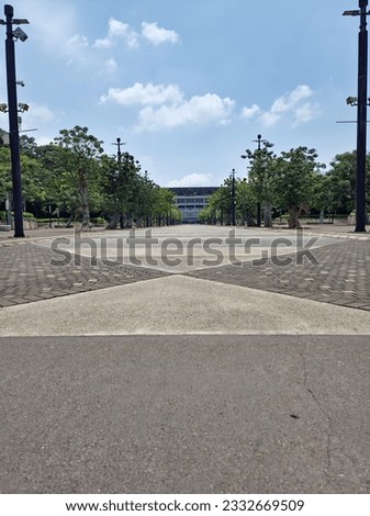 Clear open area with some trees at Gelora Bung Karno, Jakarta, Indonesia