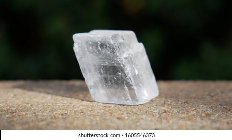 Clear Optical Calcite Crystal In Sunlight