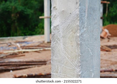 Clear Plastic Covers Concrete Columns Prevent Stock Photo 2155322271 ...