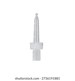 A clear plastic dropper nozzle for precise liquid dispensing