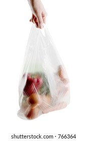 A Clear Plastic Grocery Bag Filled With Vegetables, A Healthy Choice