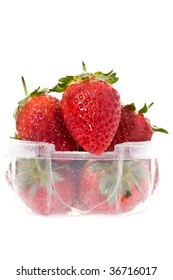 A Clear Plastic Punnet Of Strawberries