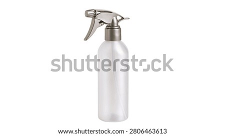 Clear plastic spray bottle with silver trigger nozzle mechanism
