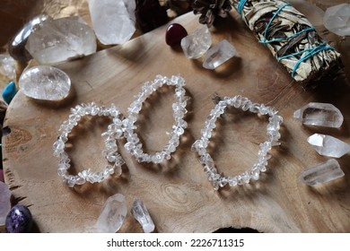 Clear Quartz Bracelets With Witchy Background