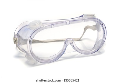 Clear safety glasses isolated on white