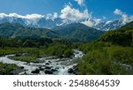 Clear skies and snow-capped Northern Alps, Hakuba Village, Nagano Prefecture