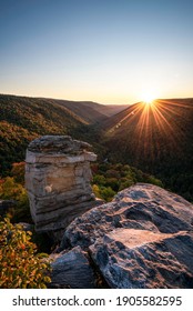A clear sky sunset at Lindy Point in early October overlooking the Blackwater Canyon in Davis, West Virginia.