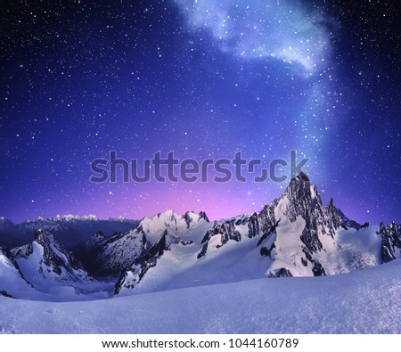 Clear Starry Sky Winter Mountain Landscape Stock Photo Edit Now